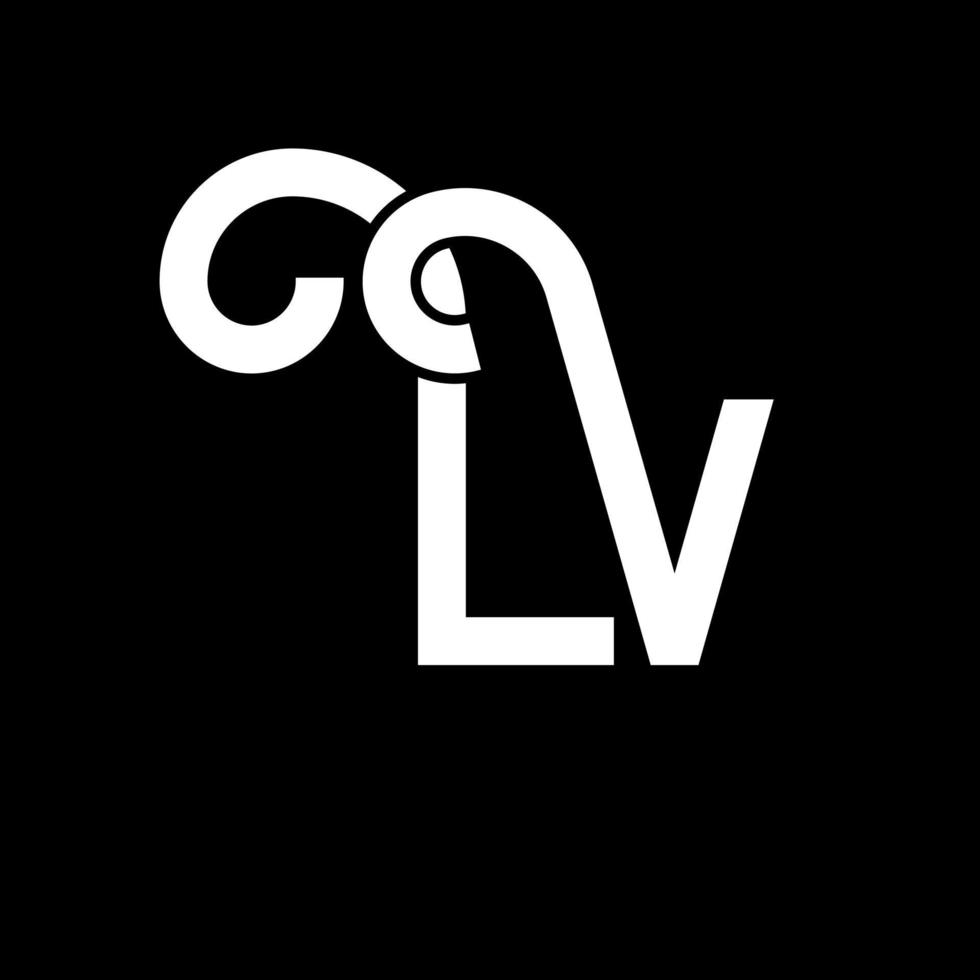 lv brev logotyp design. initiala bokstäver lv logotyp ikon. abstrakt bokstav lv minimal logotyp designmall. lv brev design vektor med svarta färger. lv logotyp