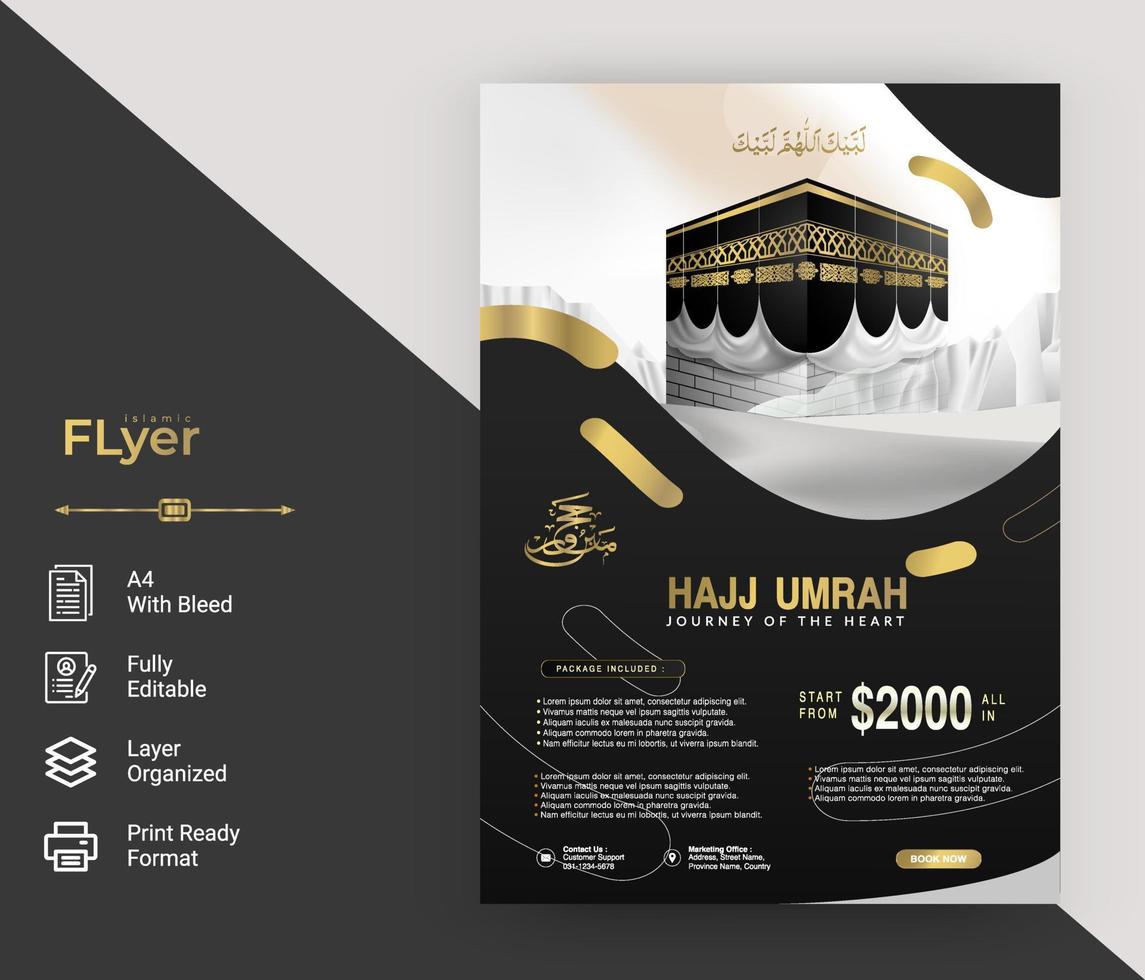 Flyer-Design des islamischen Hadsch Umrah für Muslime vektor