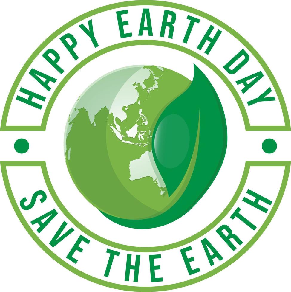 happy earth day logo design.save earth logo.earth globus symbol in die blätter gewickelt, isoliert auf einem farbverlaufshintergrund. Vektor-Tag der Erde-Karte vektor