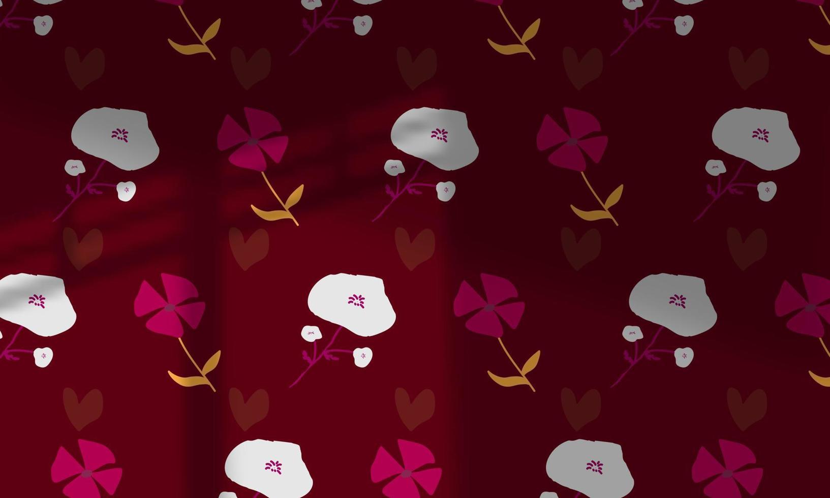 Blumenhintergrund niedliches Muster Pastell handgezeichnet bunt mit Schattenüberlagerung eps 10 vektor