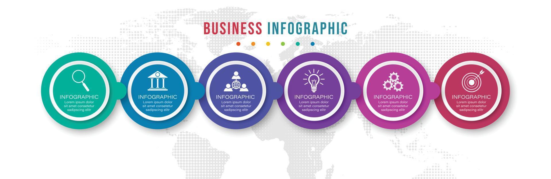 tidslinje infographic design element och siffra alternativ. företag begrepp med 6 steg. kan vara Begagnade för arbetsflöde layout, diagram, vektor företag mall för presentation.