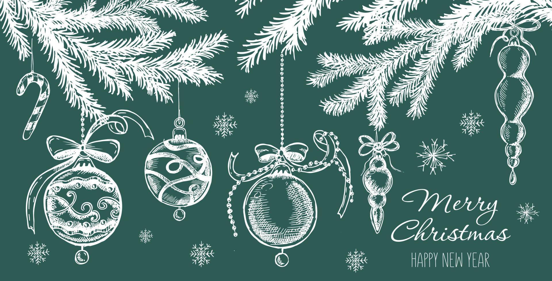 weihnachtsset im skizzenstil. handgezeichnete Abbildung. vektor