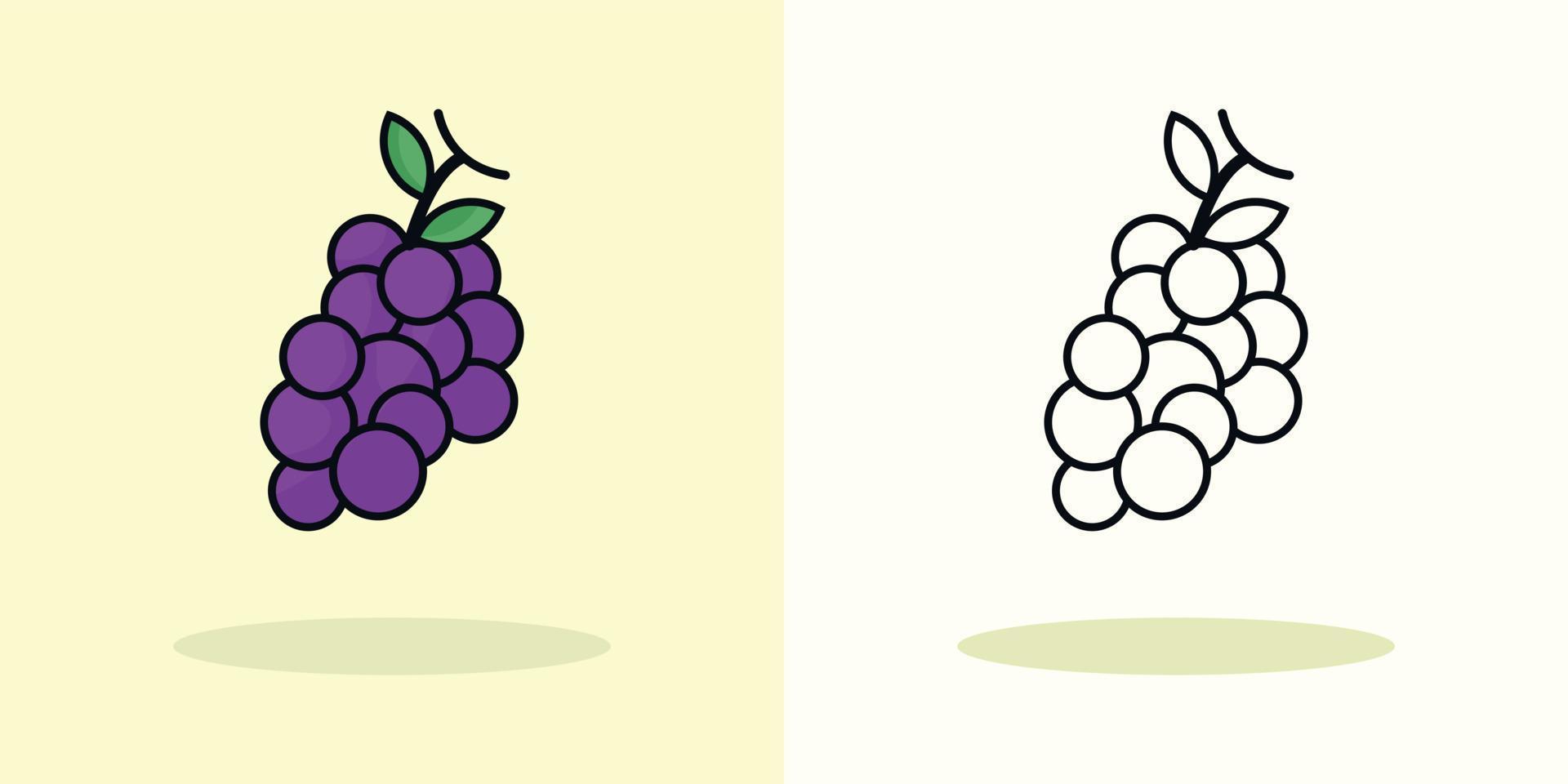 Trauben Cartoon Färbung Seite Illustration Vektor Früchte