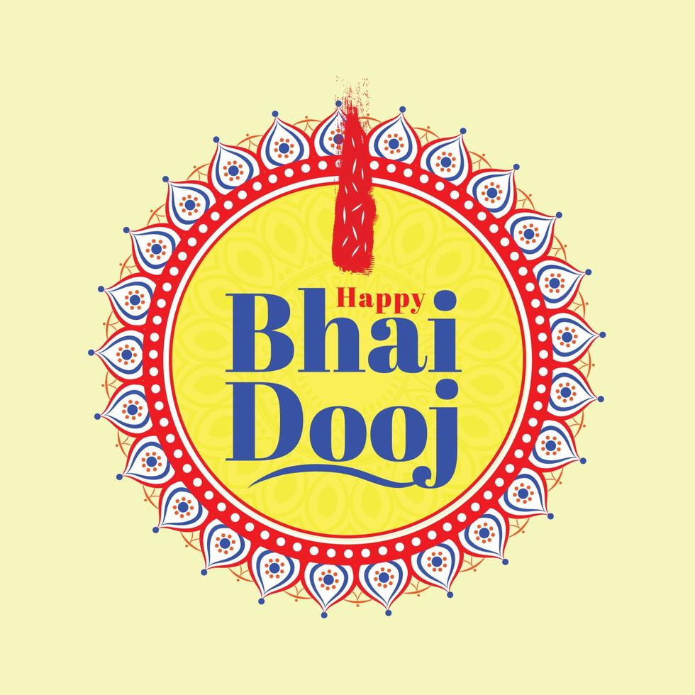 bhai dooj, bhaubeej, bhai tika, bhai phonta indisk festival av Lycklig bhai dooj berömd under de diwali vektor