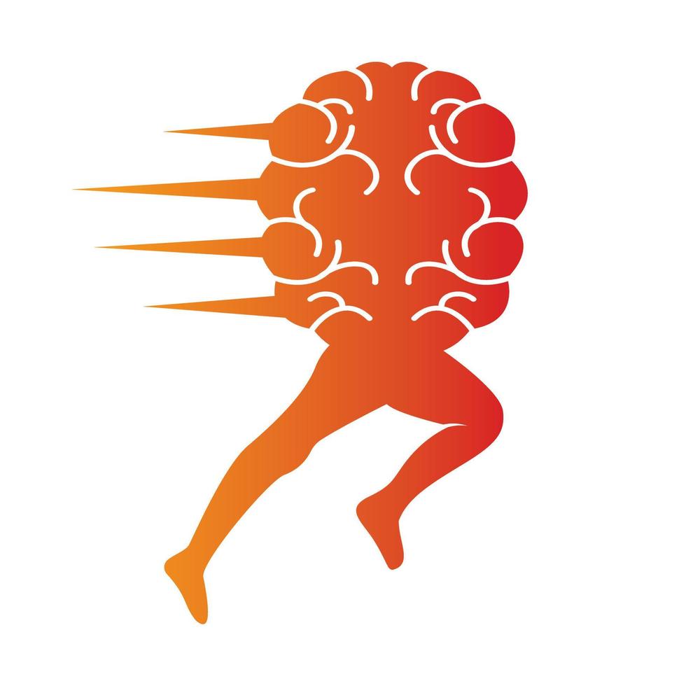 Brain Runner-Logo-Vektordesign. Atlantisches Gehirn führt Vektorvorlagendesign aus. vektor