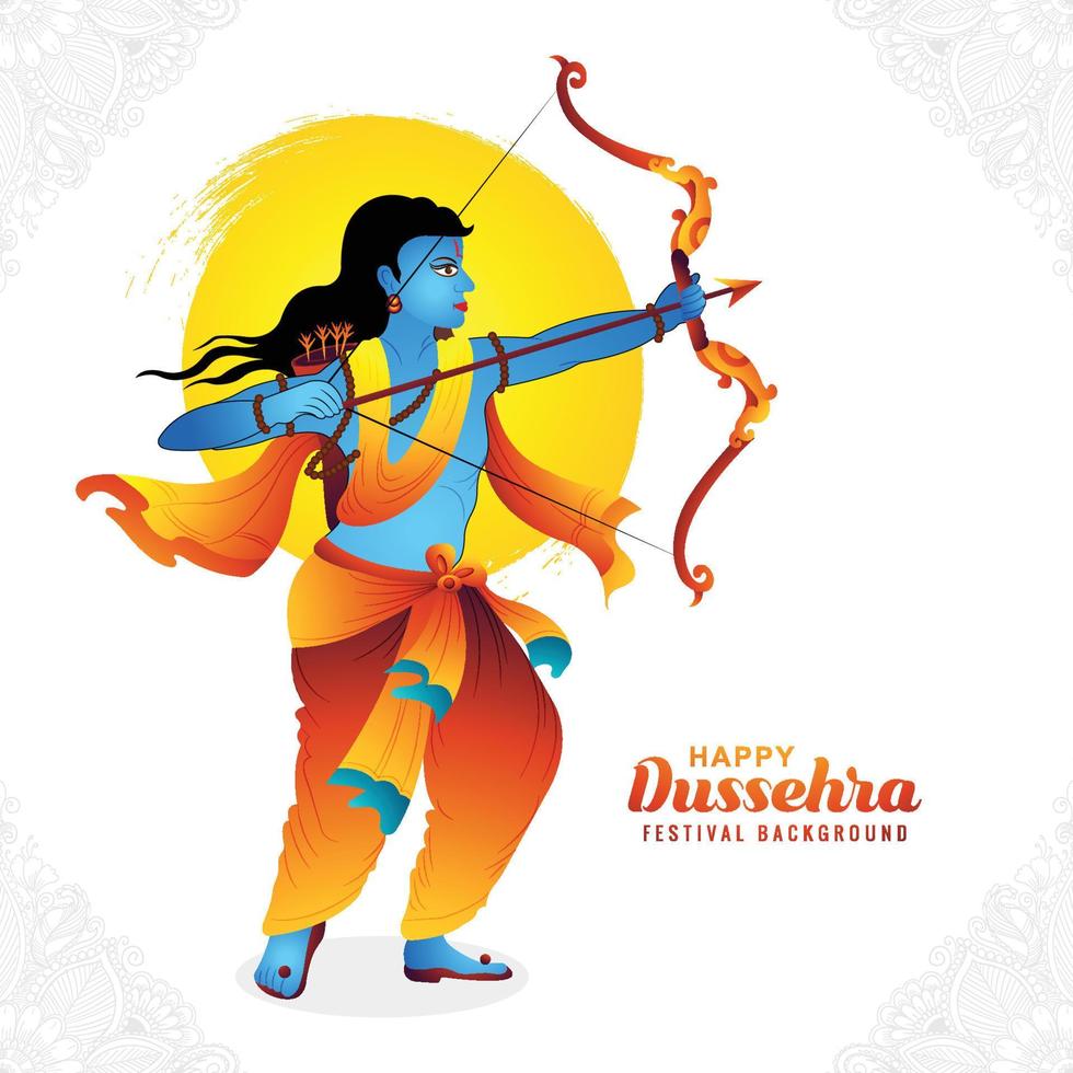 illustration von lord rama indischer feiertagskarte happy dussehra festival hintergrund vektor