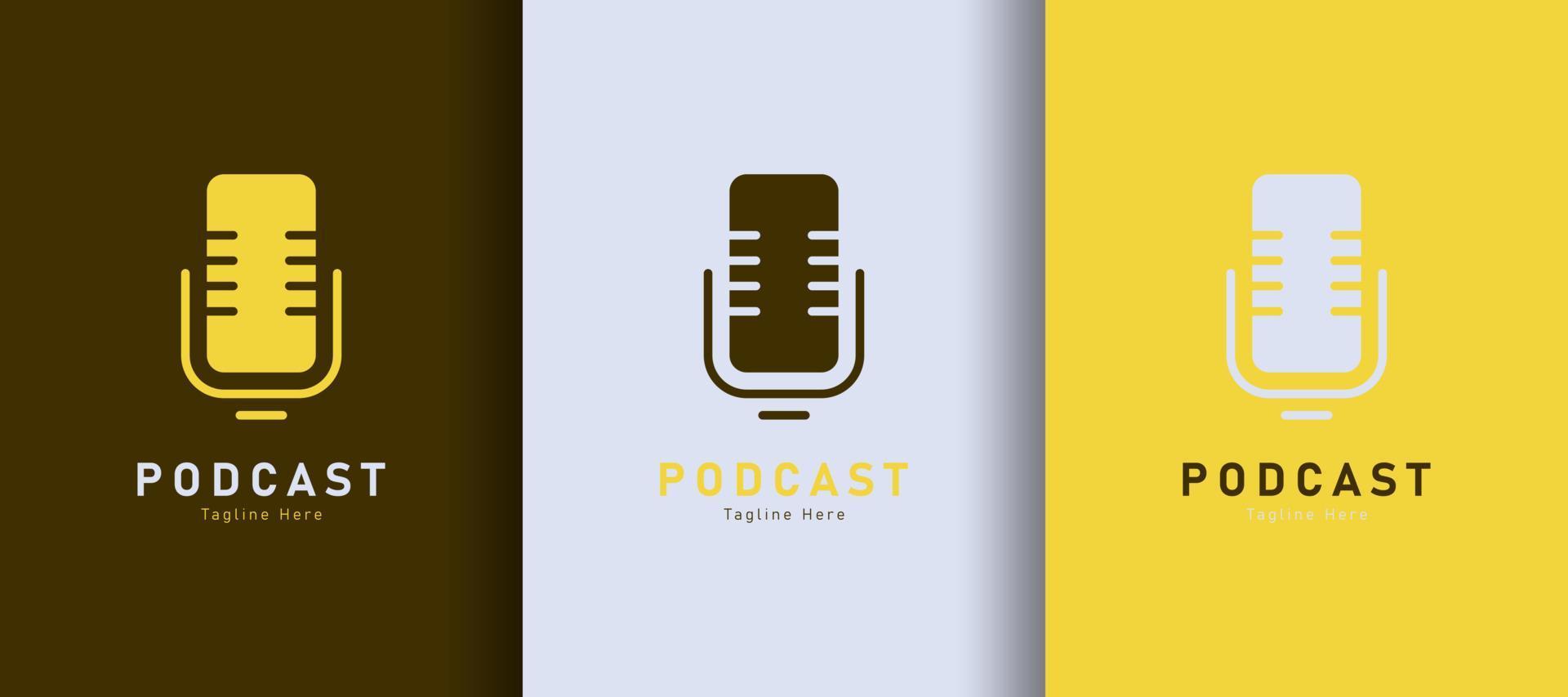 detaljerad podcast logotyp på annorlunda färgad bakgrund vektor