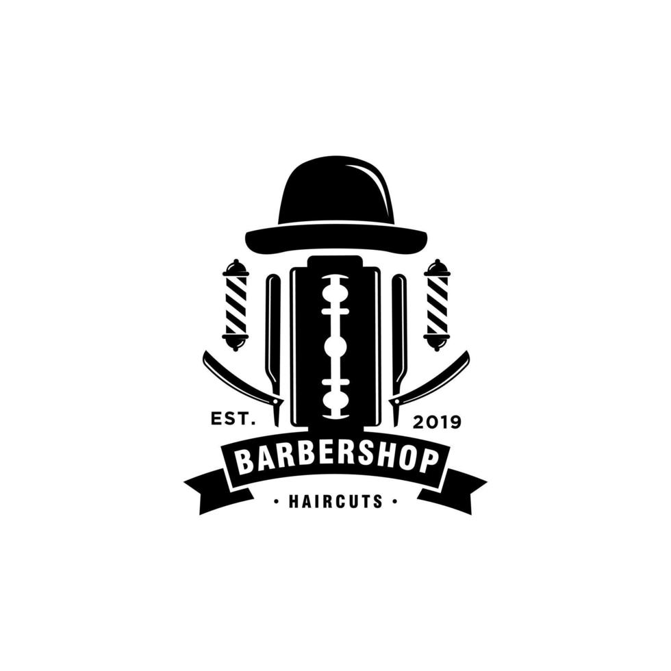 årgång frisör vektor emblem och etiketter. barberare märken och logotyper. frisör logotyp och barberare affär årgång märka och bricka illustration