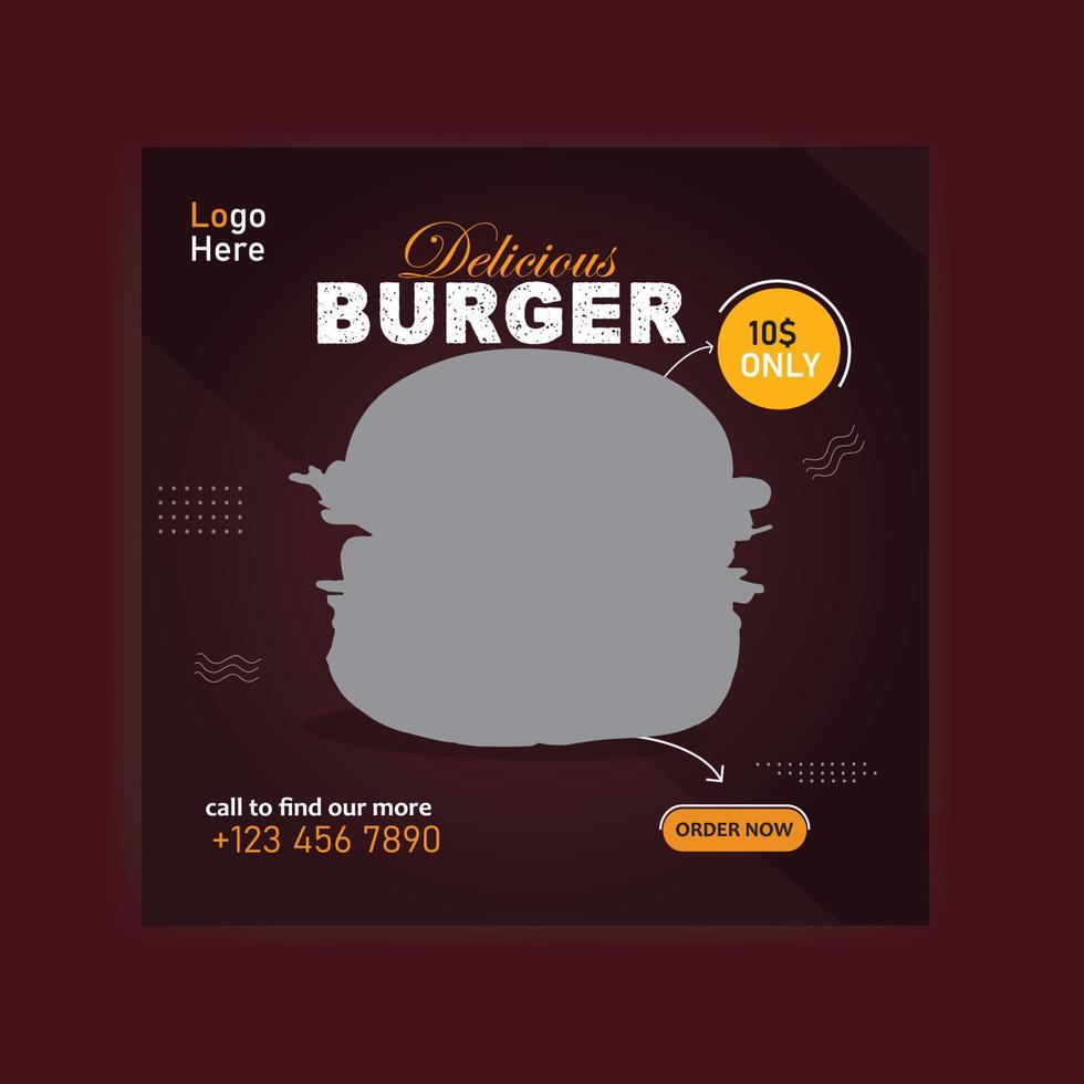 utsökt burger posta design vektor