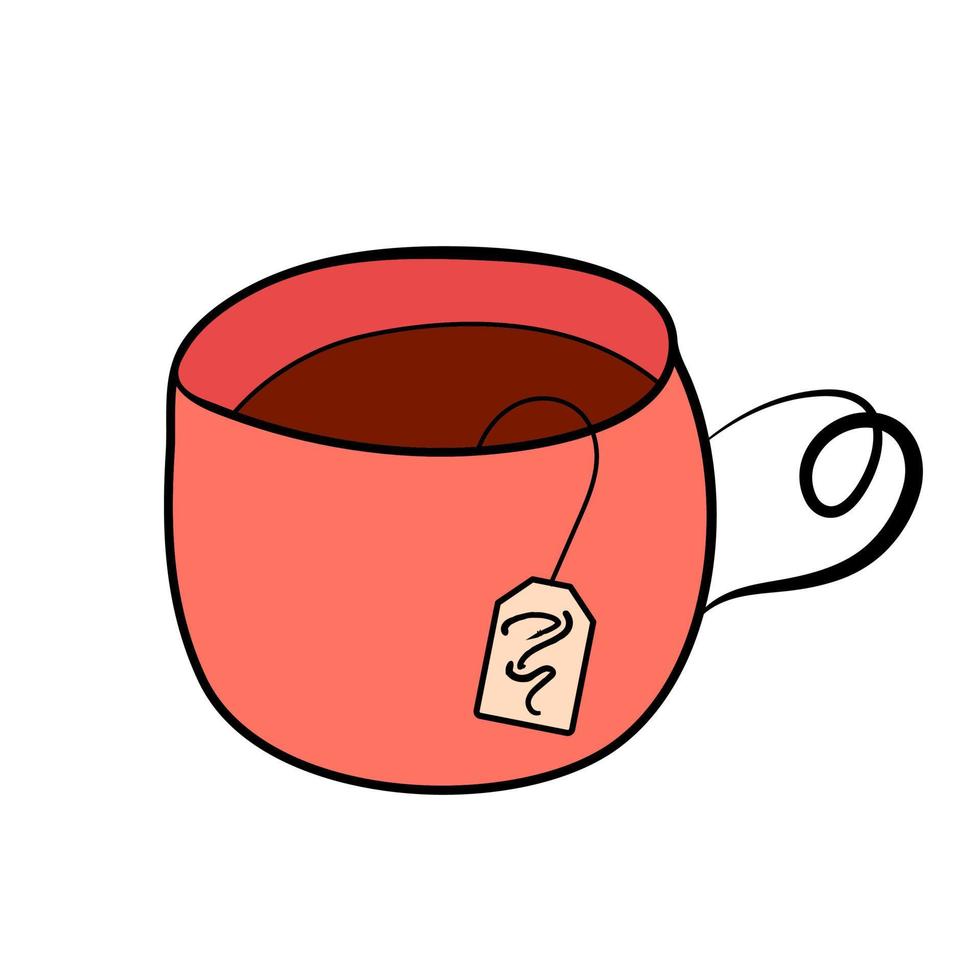 te tid illustration te och kaffe hand dragen konst vektor