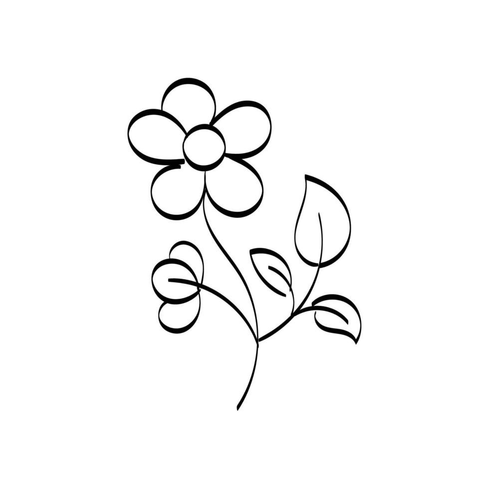 blommig konst. blomma teckning med linjekonst. vektor