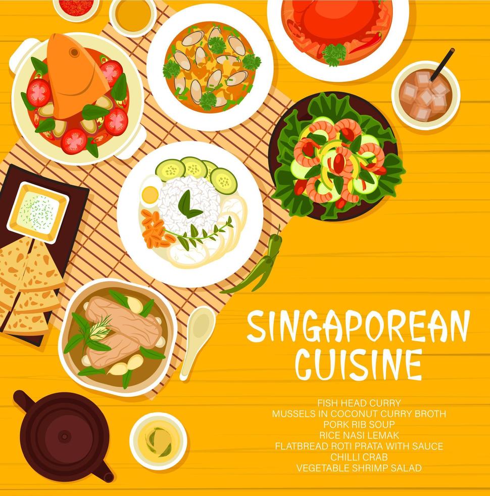 singaporean kök restaurang meny sida omslag vektor