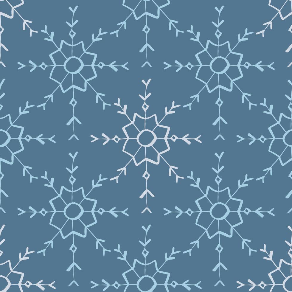 Weihnachten Musterdesign mit Doodle Schneeflocken auf blauem Hintergrund. Vektor-Illustration. Folge10 vektor