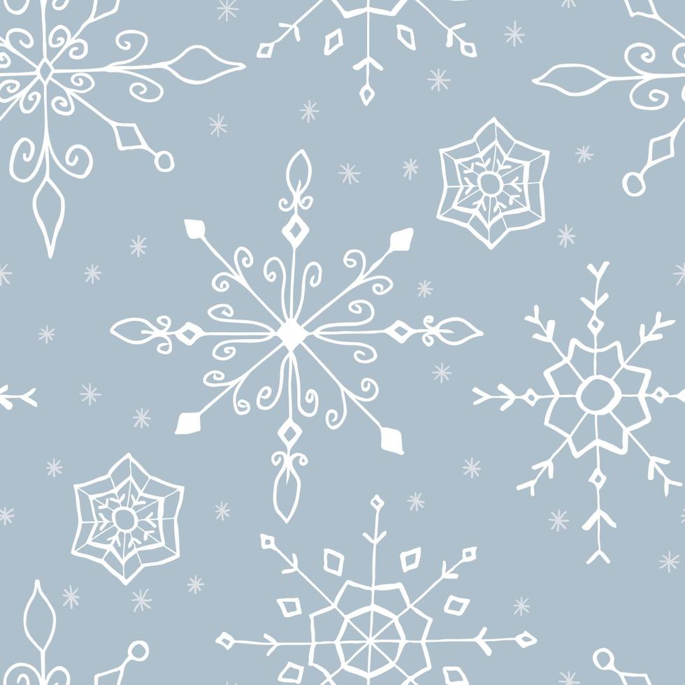 weihnachten nahtloses muster mit gekritzelschneeflocken auf einem grauen hintergrund. Vektor-Illustration. Folge10 vektor