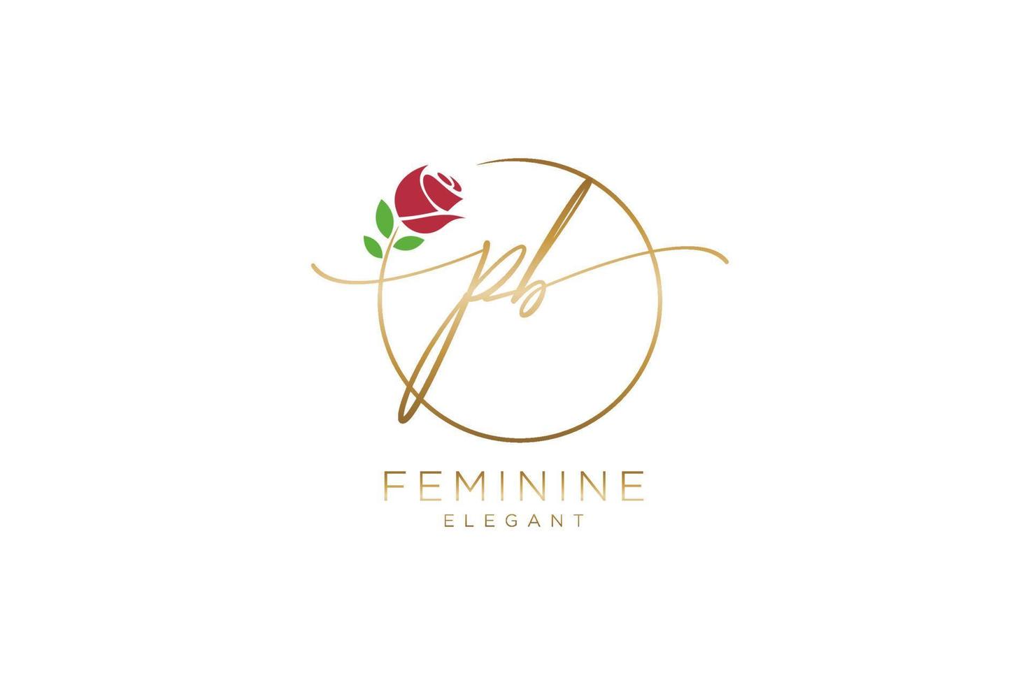 första pb feminin logotyp skönhet monogram och elegant logotyp design, handstil logotyp av första signatur, bröllop, mode, blommig och botanisk med kreativ mall. vektor