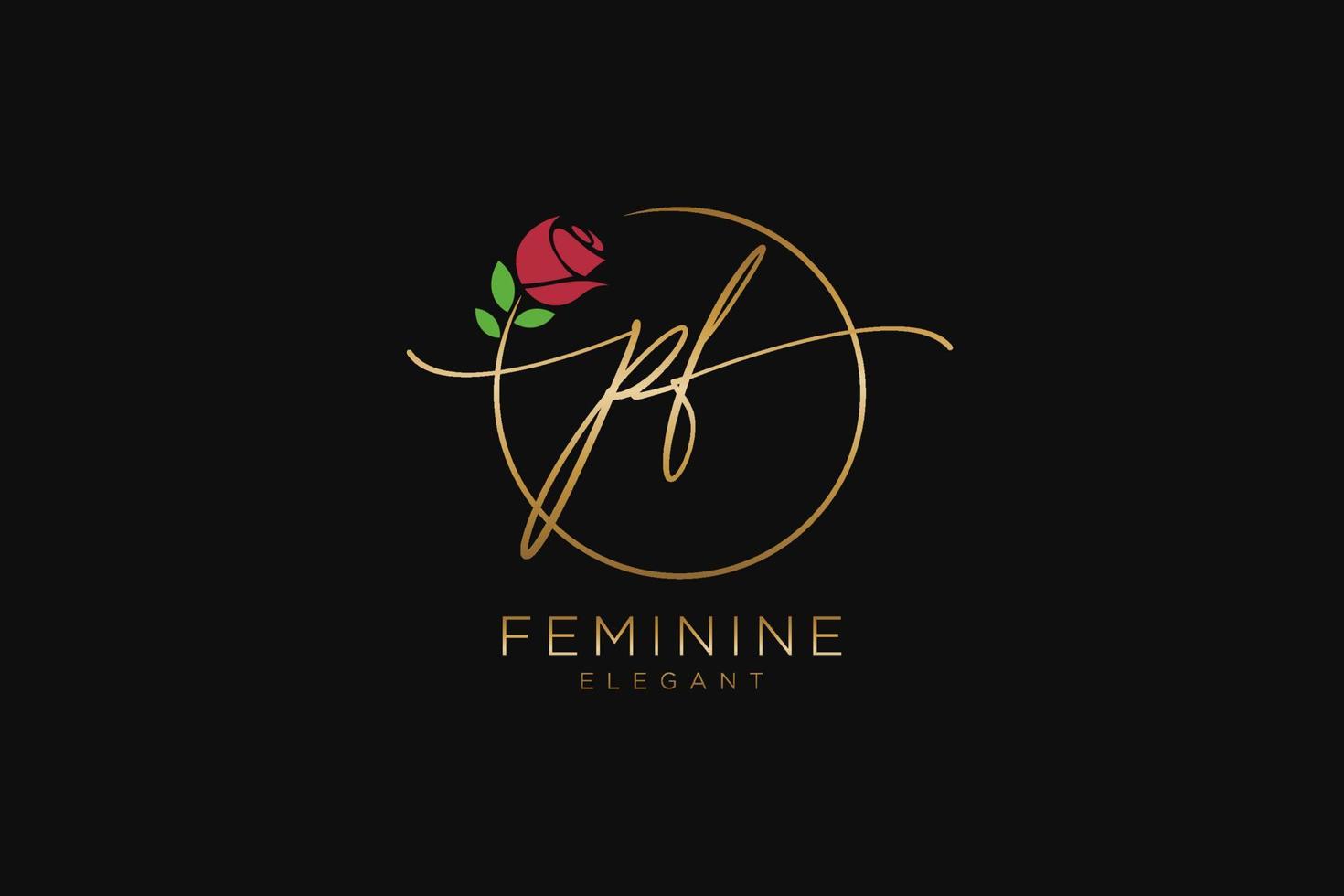 första pf feminin logotyp skönhet monogram och elegant logotyp design, handstil logotyp av första signatur, bröllop, mode, blommig och botanisk med kreativ mall. vektor