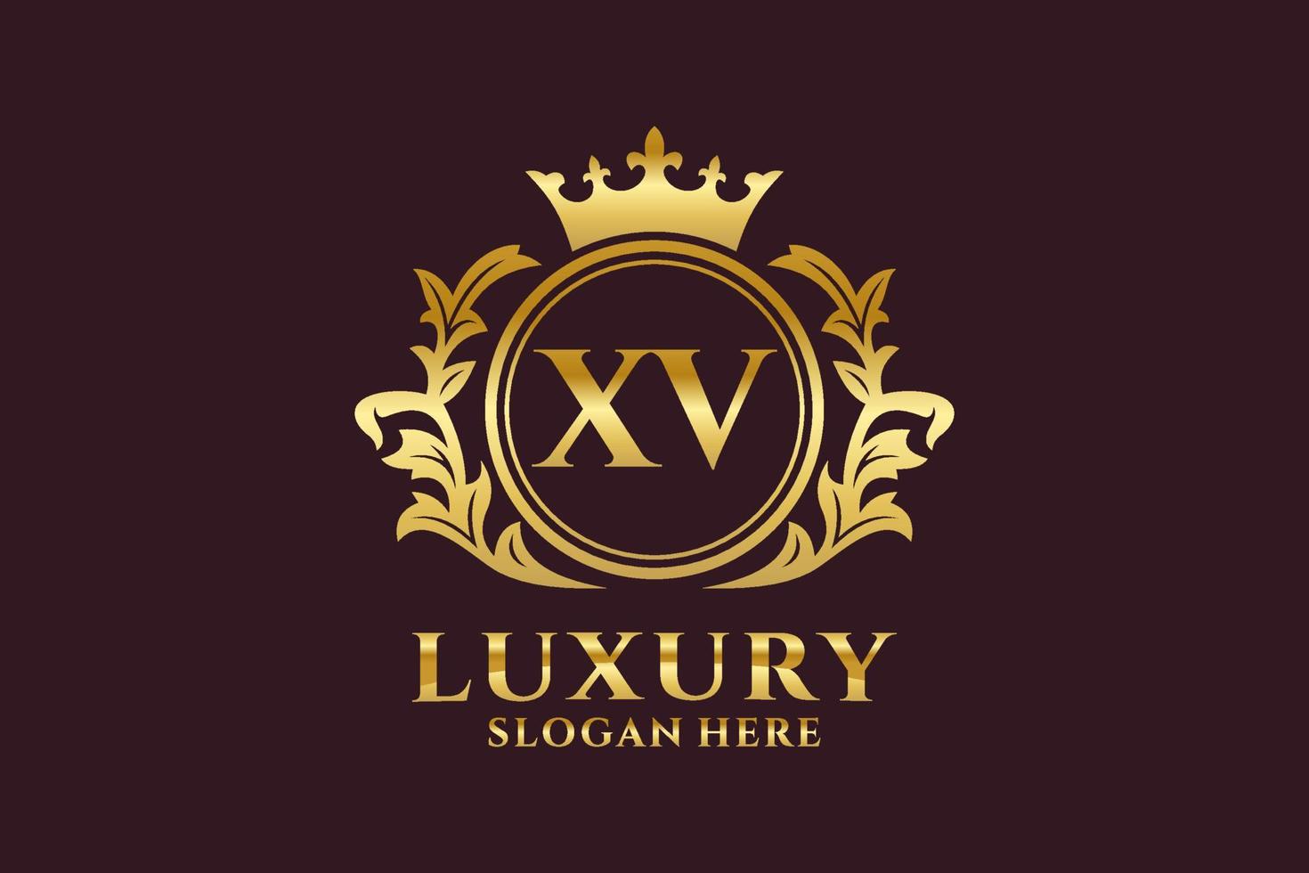 Royal Luxury Logo-Vorlage mit anfänglichem xv-Buchstaben in Vektorgrafiken für luxuriöse Branding-Projekte und andere Vektorillustrationen. vektor