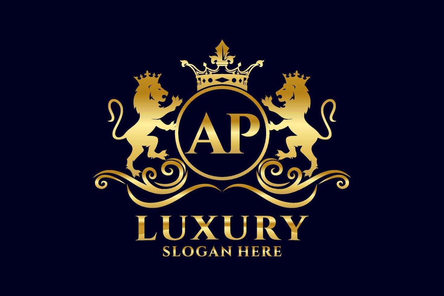 Initial ap Letter Lion Royal Luxury Logo-Vorlage in Vektorgrafiken für luxuriöse Branding-Projekte und andere Vektorillustrationen. vektor