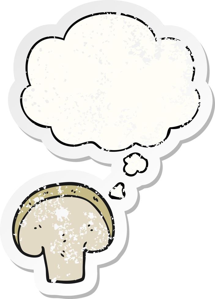 tecknad serie svamp skiva och trodde bubbla som en bedrövad bärs klistermärke vektor