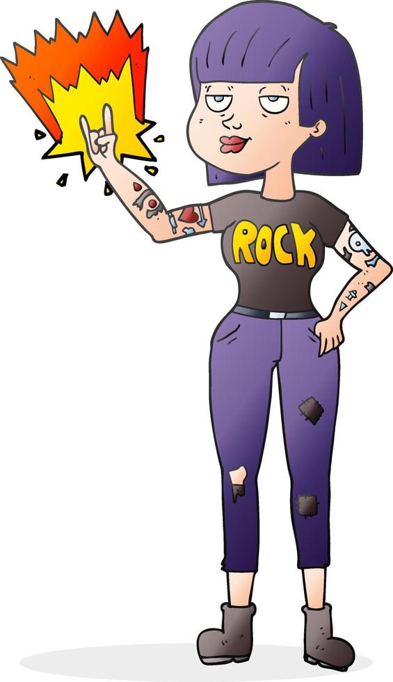 Freihändig gezeichnetes Cartoon-Rock-Mädchen vektor