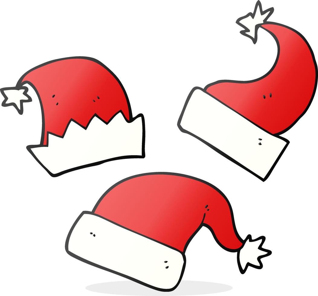 Freihändig gezeichnete Cartoon-Weihnachtsmützen vektor