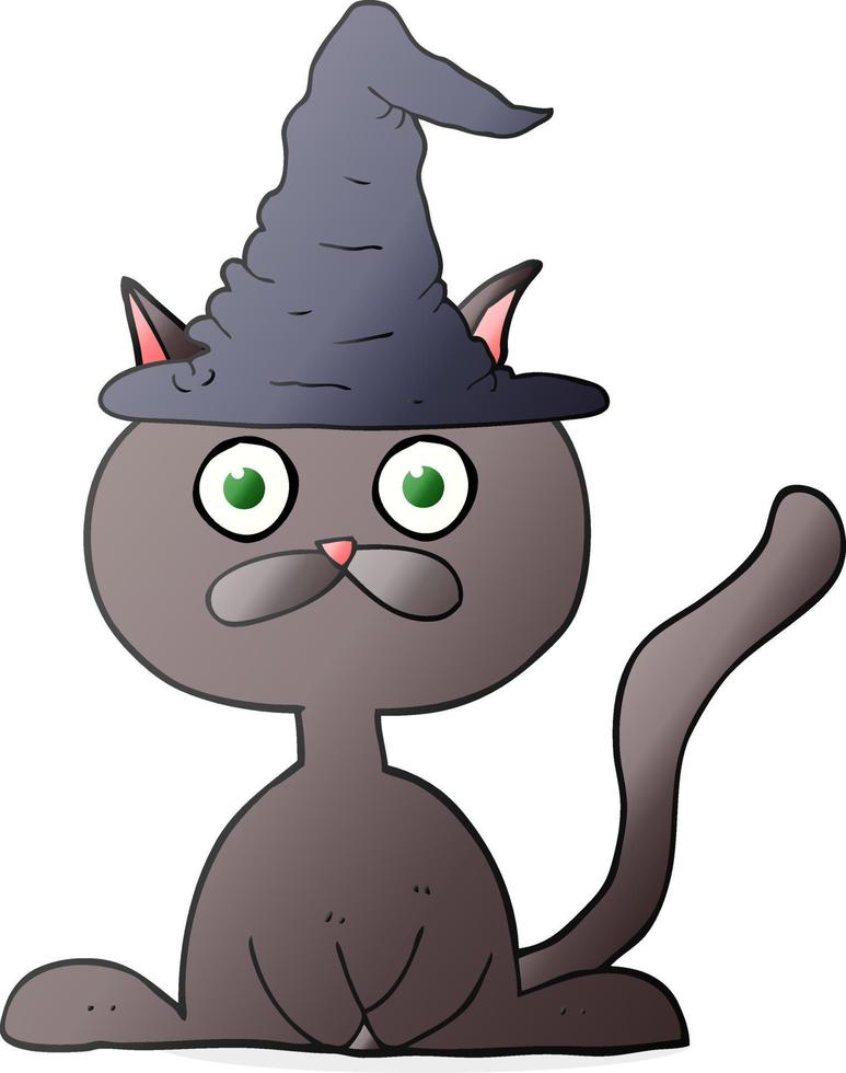 Freihändig gezeichnete Cartoon-Halloween-Katze vektor