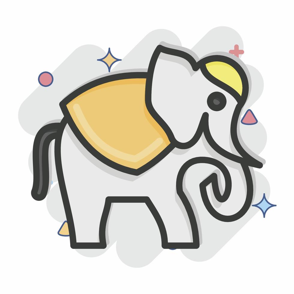 Ikone Elefant. im Zusammenhang mit Thailand-Symbol. Comic-Stil. einfaches Design editierbar. einfache Abbildung. einfache Vektorsymbole. Weltreisetourismus. thailändisch vektor