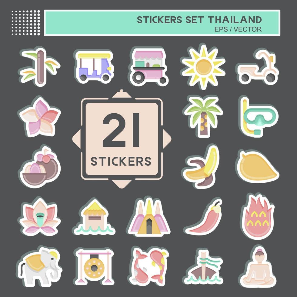 klistermärke uppsättning thailand. relaterad till thailand symbol. enkel design redigerbar. enkel illustration. enkel vektor ikoner. värld resa turism. thai