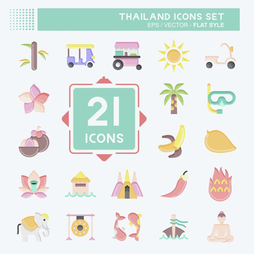 Symbolsatz Thailand. im Zusammenhang mit Thailand-Symbol. flacher Stil. einfaches Design editierbar. einfache Abbildung. einfache Vektorsymbole. Weltreisetourismus. thailändisch vektor