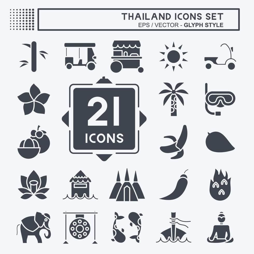 ikon uppsättning thailand. relaterad till thailand symbol. glyf stil. enkel design redigerbar. enkel illustration. enkel vektor ikoner. värld resa turism. thai