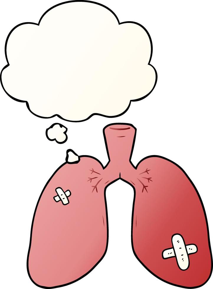 tecknad serie repareras lungor och trodde bubbla i slät lutning stil vektor