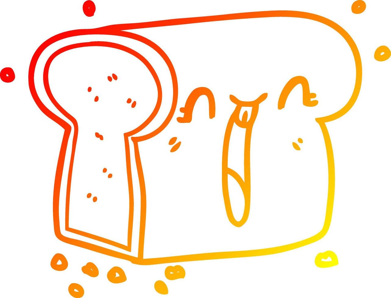 Warme Gradientenlinie Zeichnung Cartoon lachender Laib Brot vektor