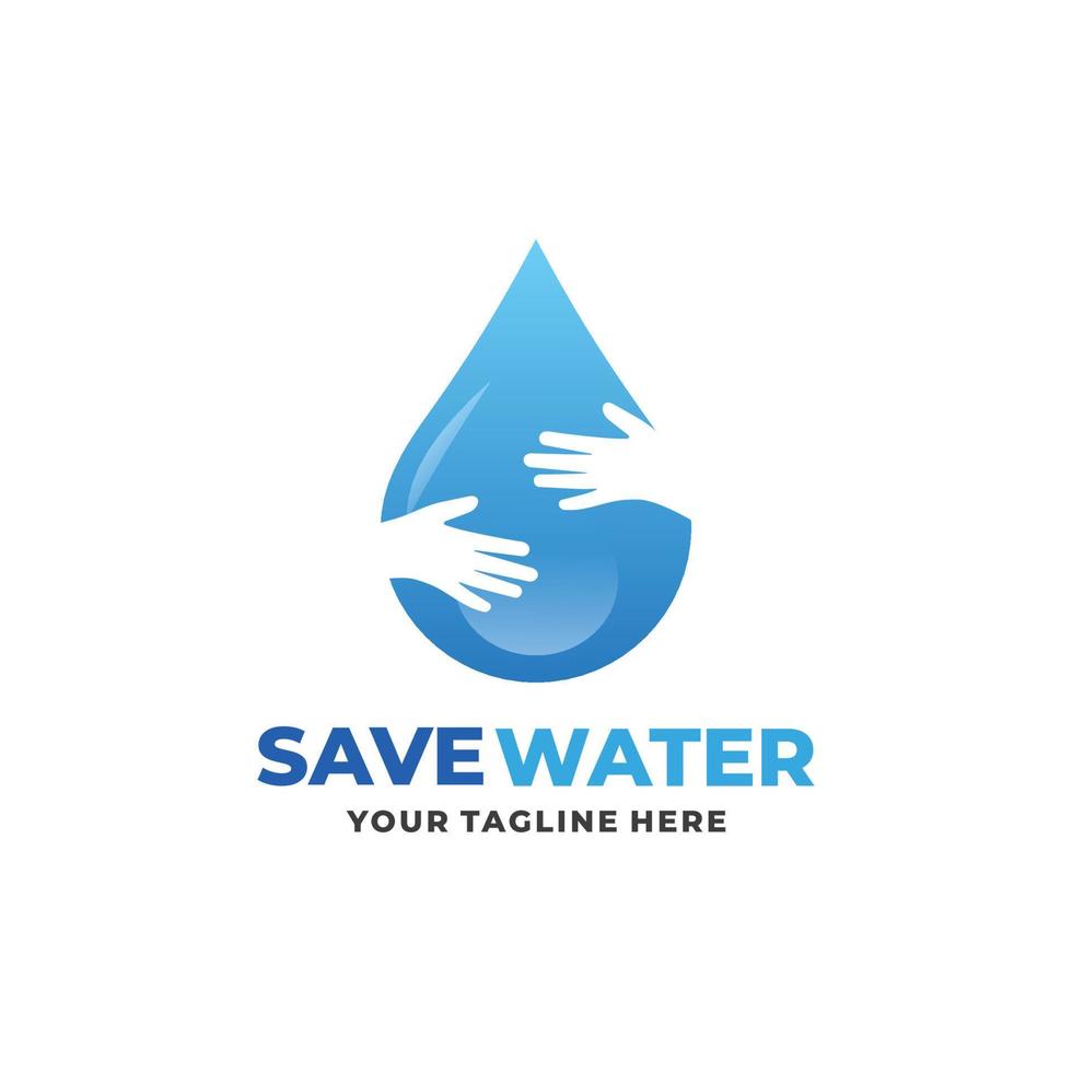 Wasser sparen-Logo. Wasserpflege-Logo vektor
