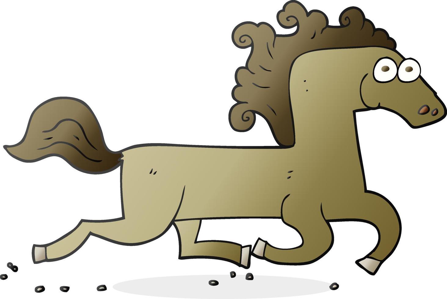 freihändig gezeichnetes laufendes pferd der karikatur vektor