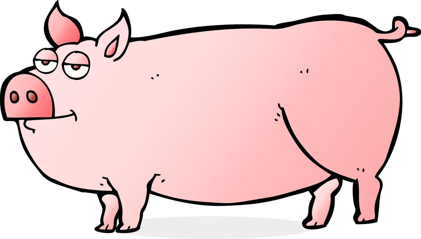 freihändig gezeichnetes riesiges schwein der karikatur vektor