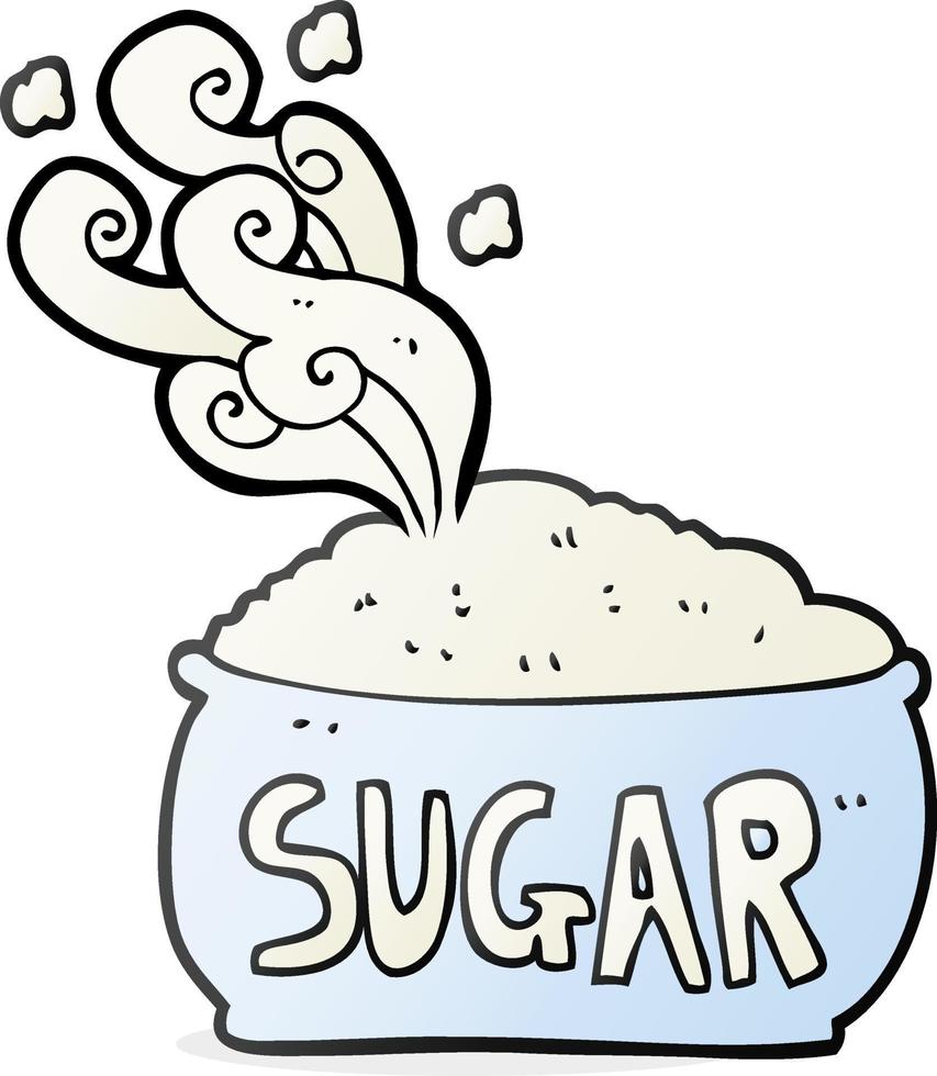freehand dragen tecknad serie socker skål vektor