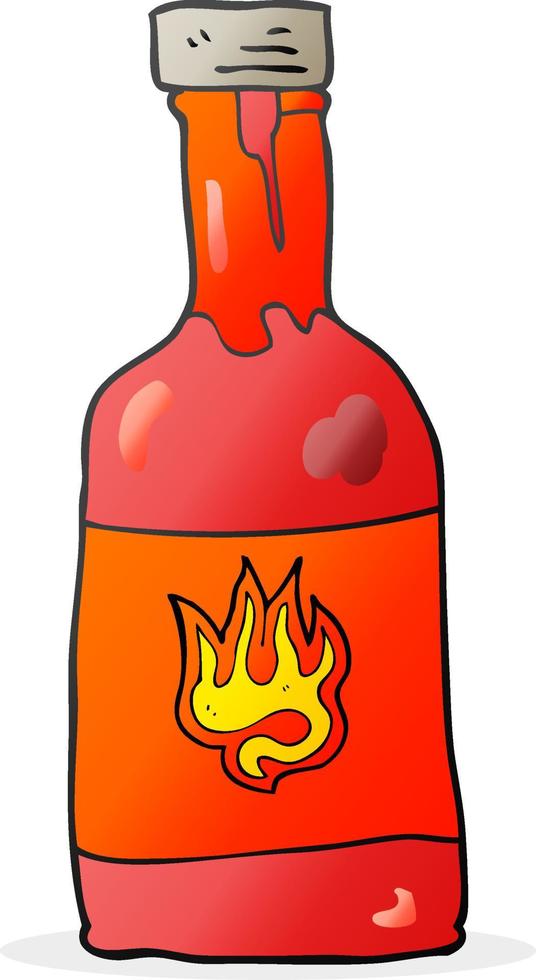 Freihändig gezeichnete Cartoon-Chili-Sauce-Flasche vektor