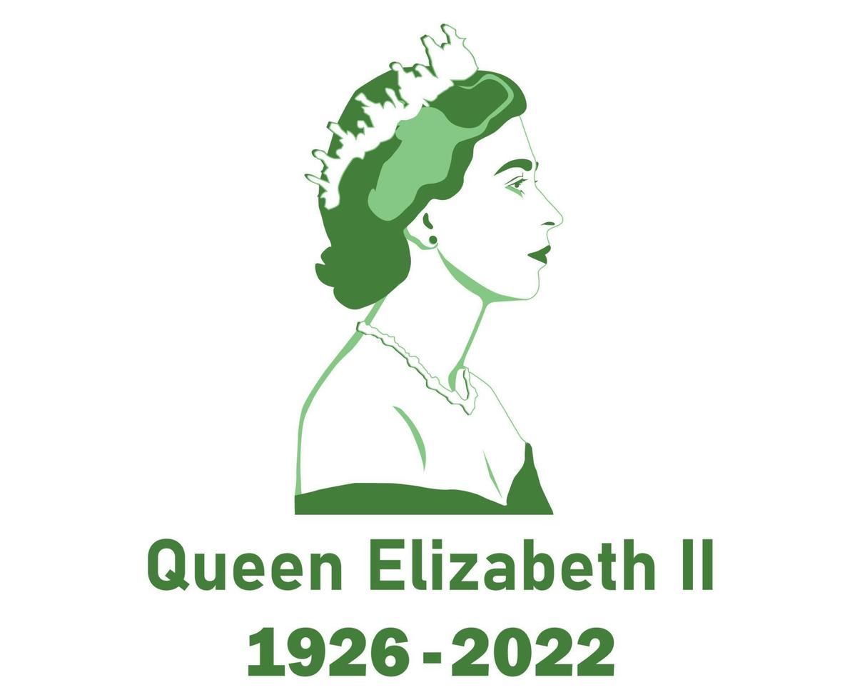 Königin Elizabeth junges Gesicht Porträt grün 1926 2022 britisch Vereinigtes Königreich national Europa Land Vektor Illustration abstraktes Design