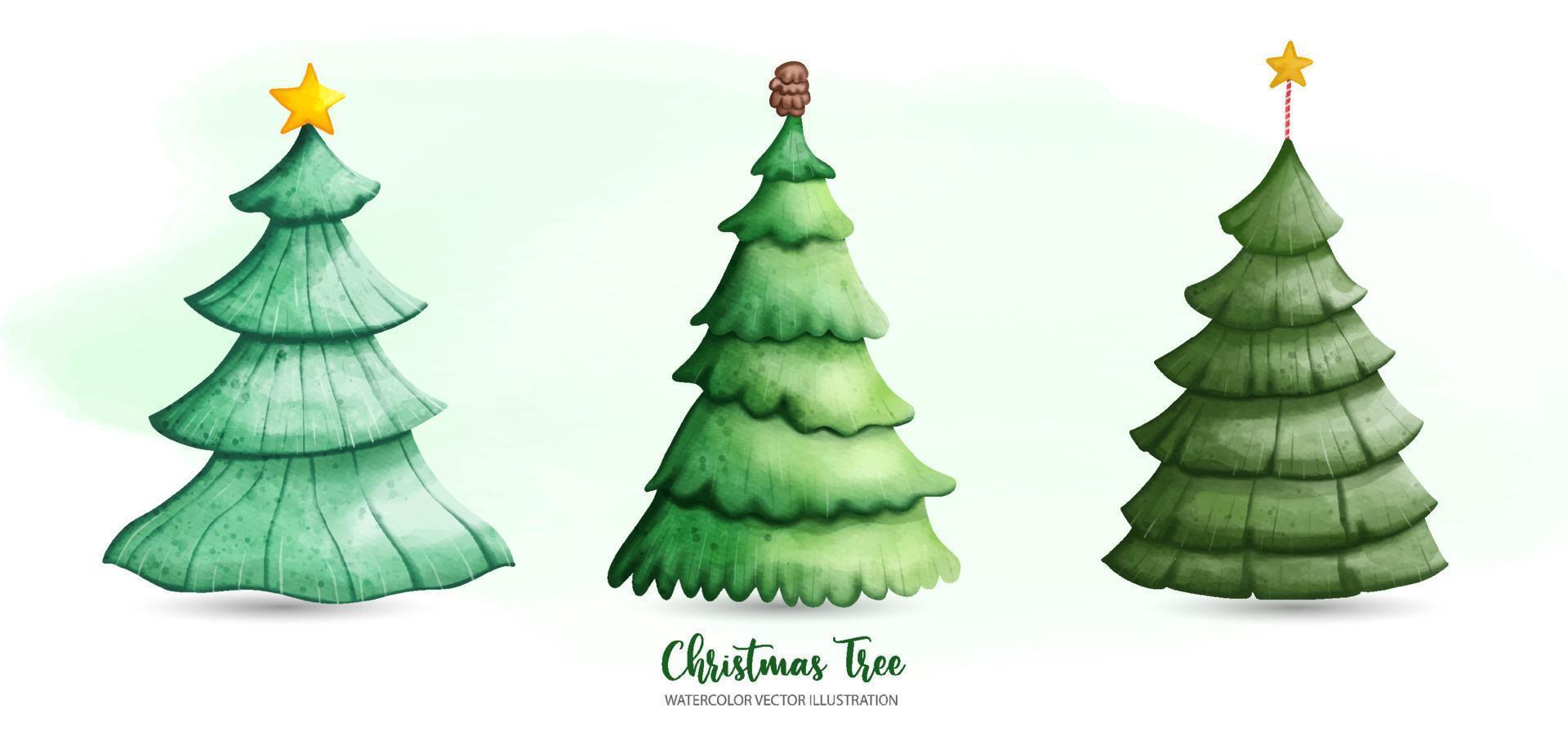 weihnachtsbaum clipart, weihnachtsdekoration, aquarellillustration vektor