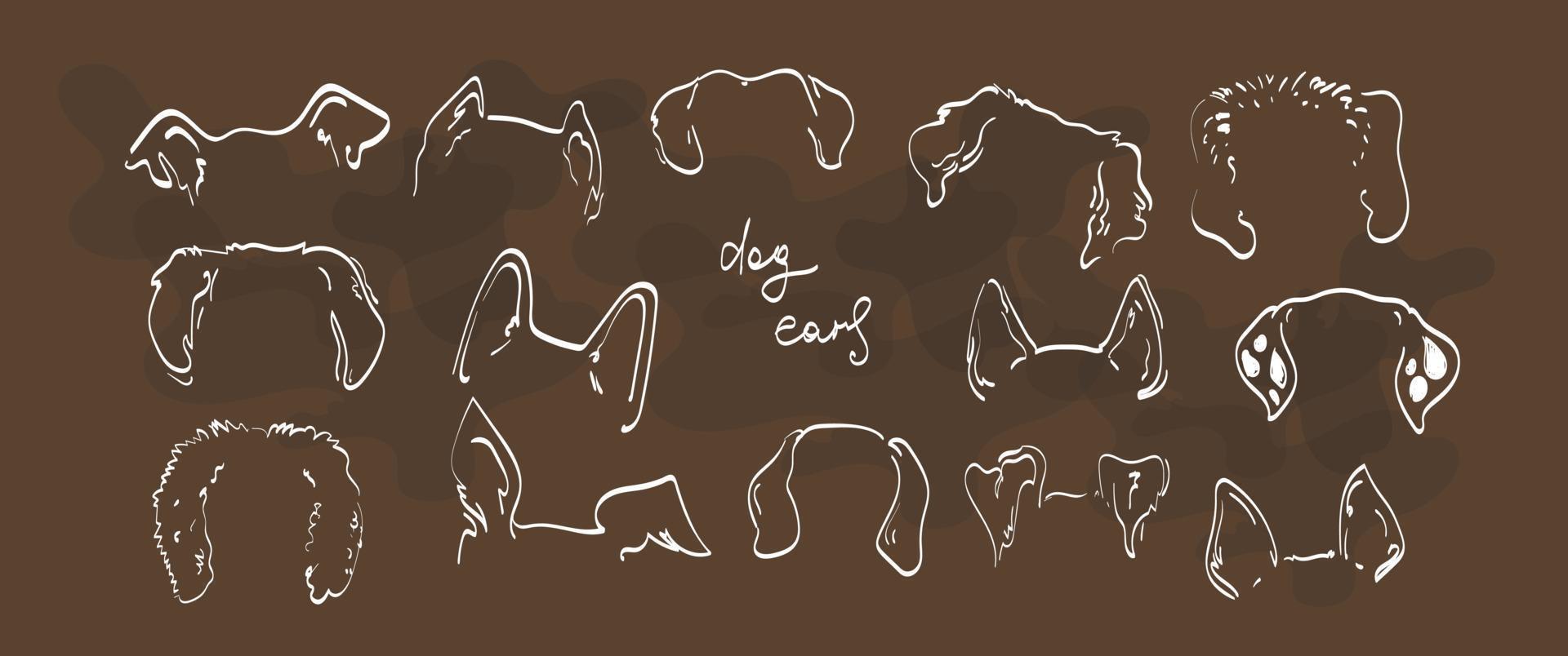 sällskapsdjur hund öron översikt teckning klotter sketh vektor ikon illustration