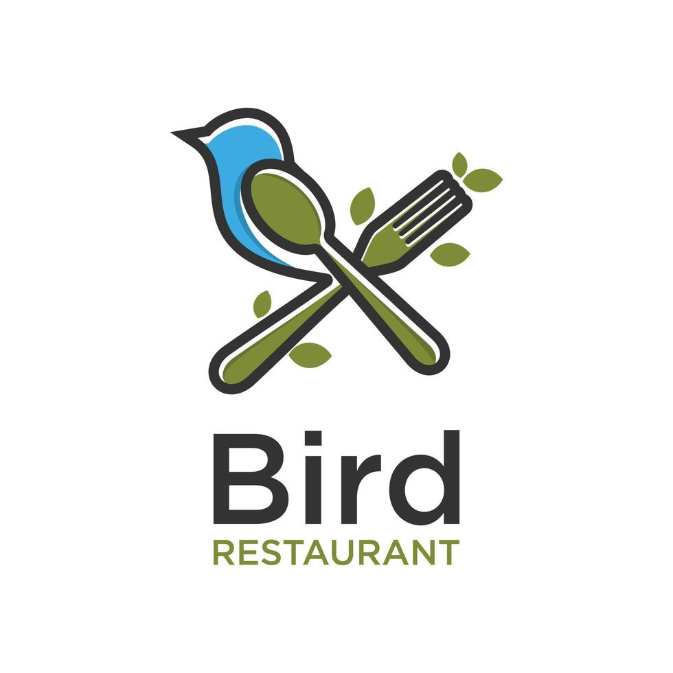 Vögel, Löffel und Gabeln, geeignet für Restaurantlogos, Cafés und andere Logos. vektor