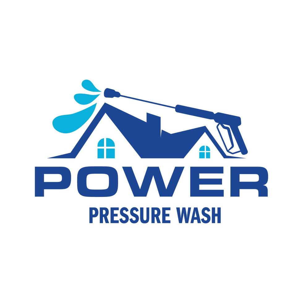 Logo-Design mit Hochdruckreiniger-Spray. professionelle Power Washing Illustration Vektorgrafik Vorlage vektor
