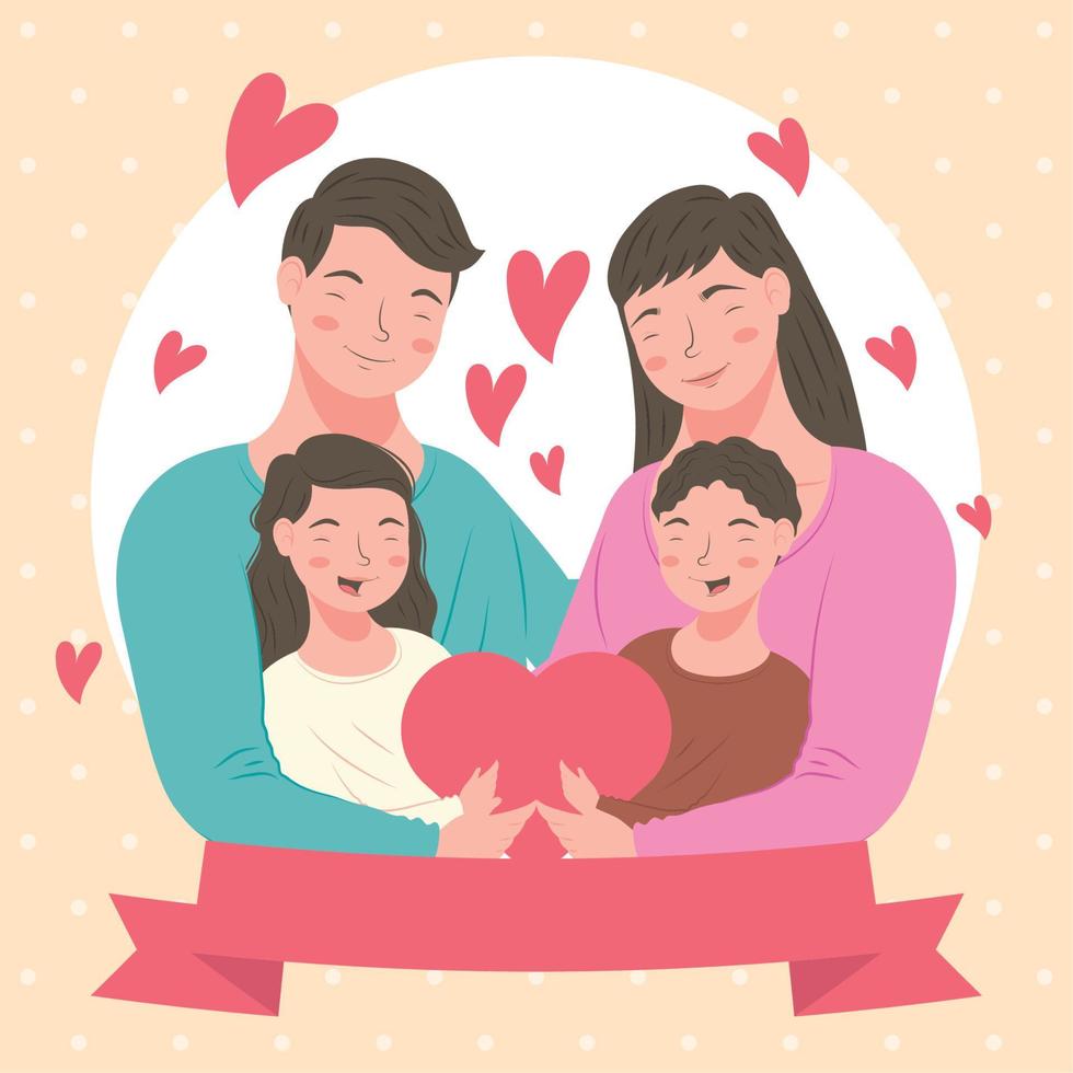 koreanska par med barn kort vektor