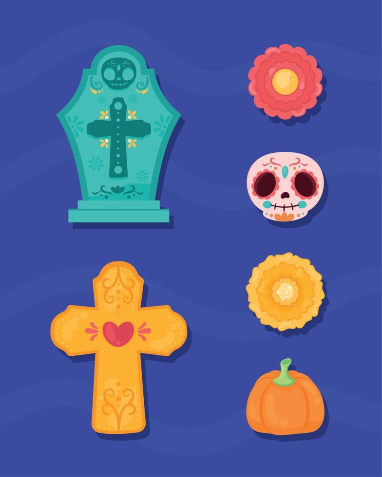 dia de los muertos sex ikoner vektor