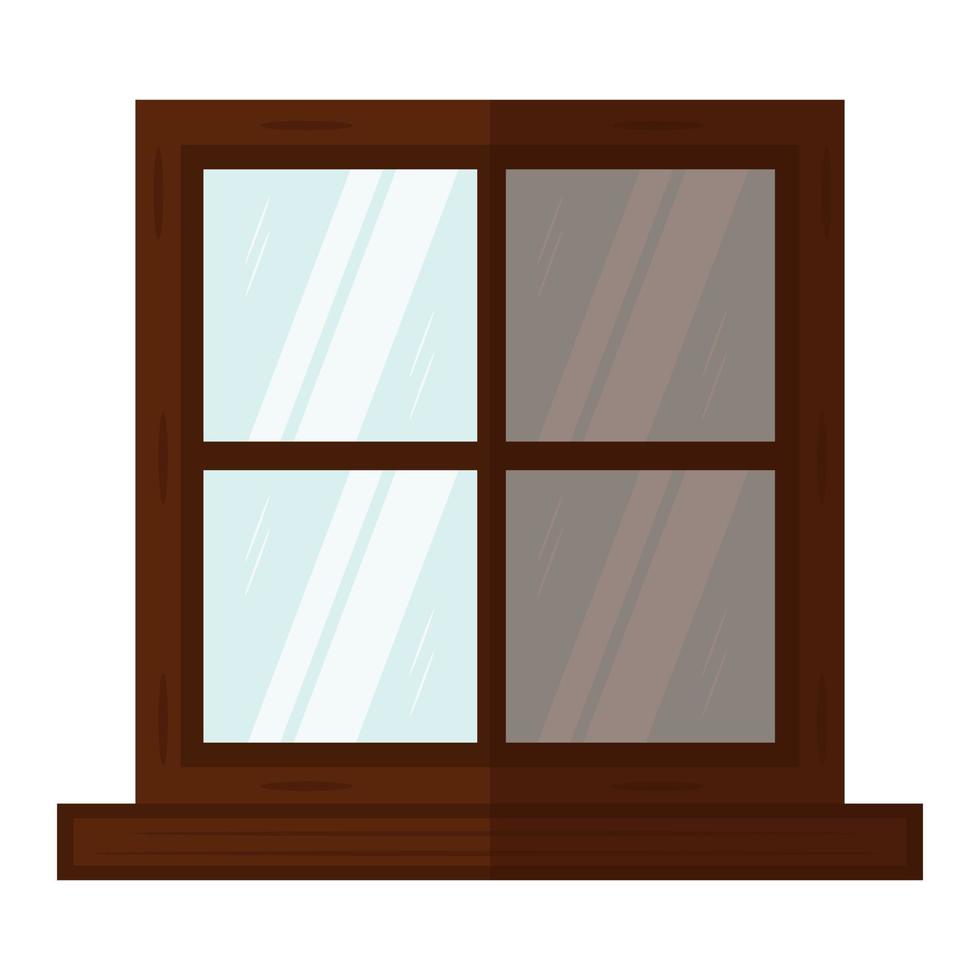 Holzfenster-Symbol im flachen Stil vektor