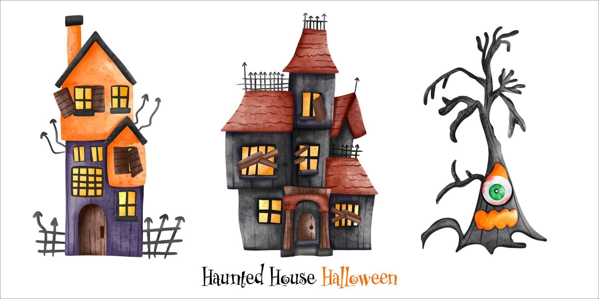 halloween besatt hus. halloween element. halloween dekoration vektor