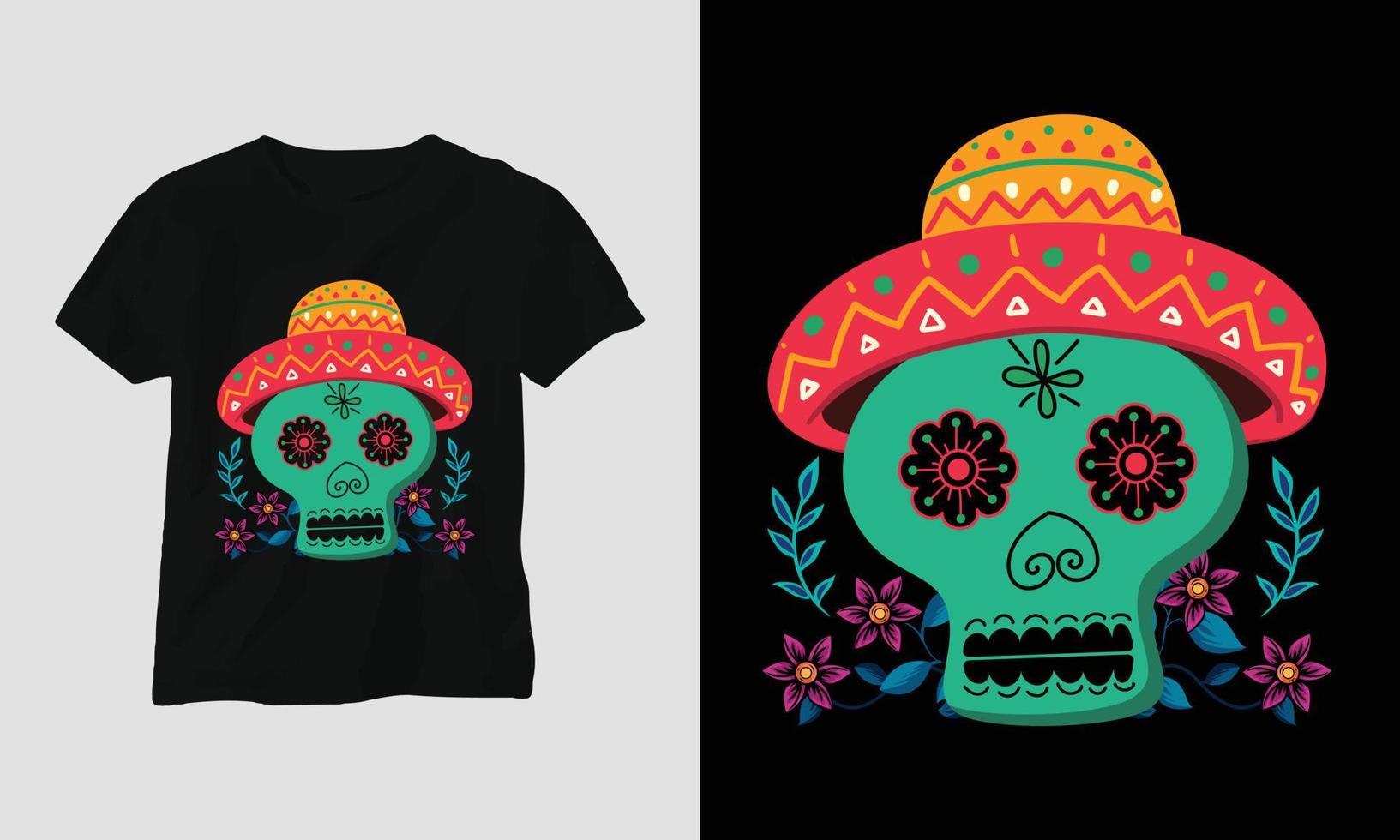 dag av de död- - dia de los muertos särskild t-shirt design vektor