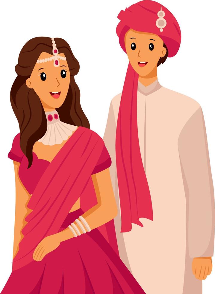 indisk traditionell bröllop karaktär design illustration vektor