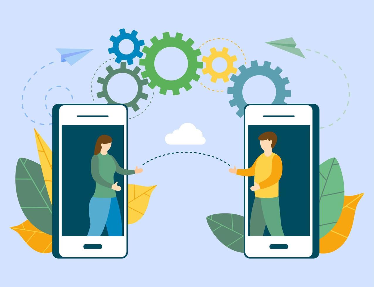 företag kommunikation social nätverkande med smartphone mobil vektor