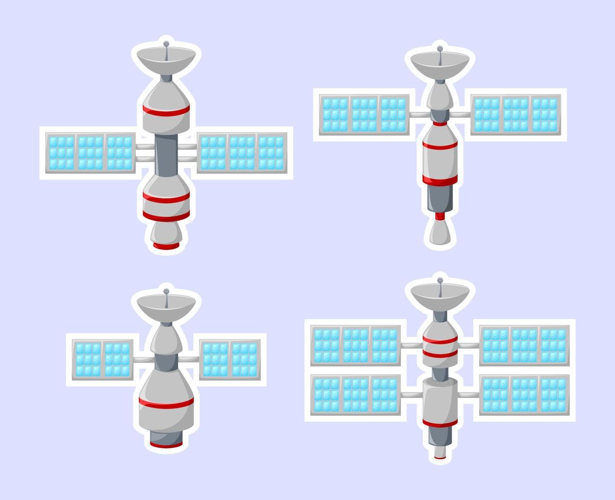 tecknad serie uppsättning av satellit ikoner vektor